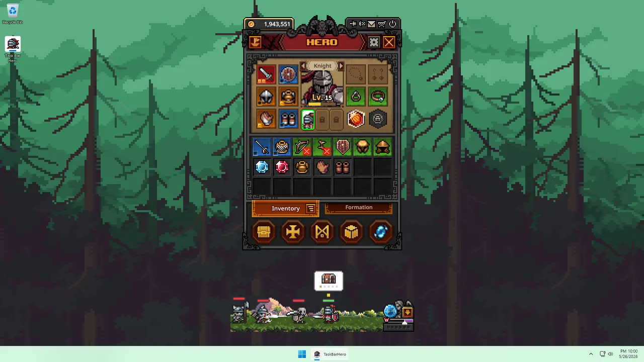 TBH: Task Bar Hero — exploration snapshot