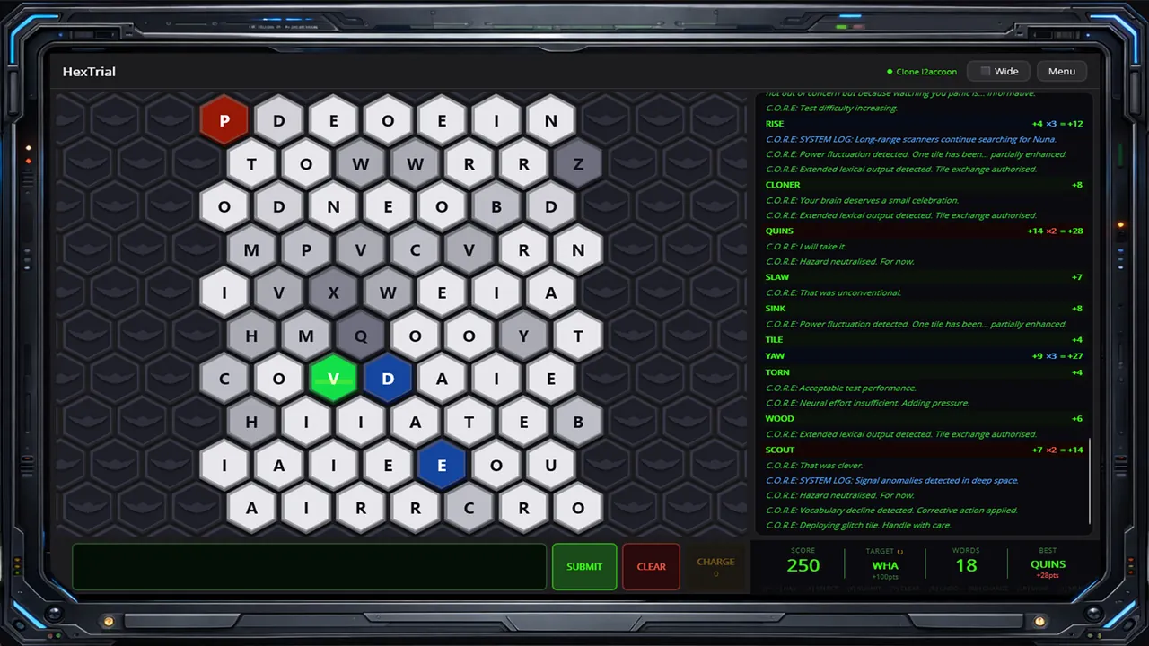 HexTrial A C.O.R.E. Cognitive Test — environment preview