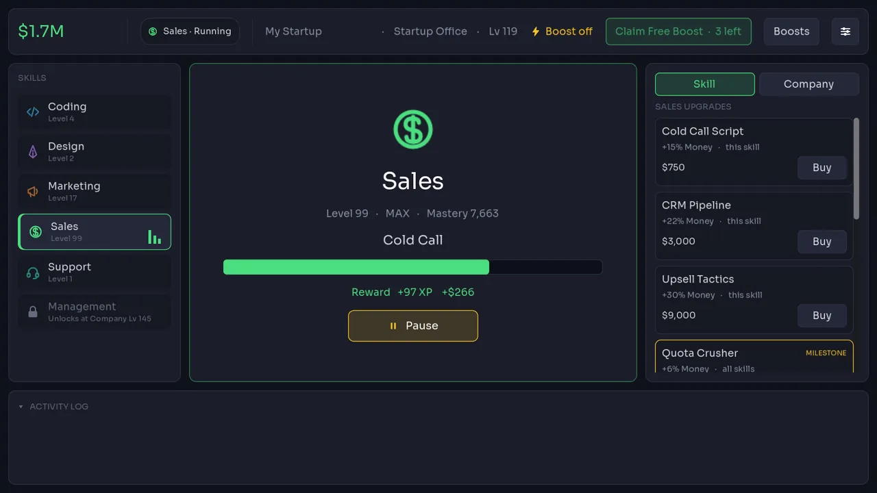 Idle Startup — environment preview