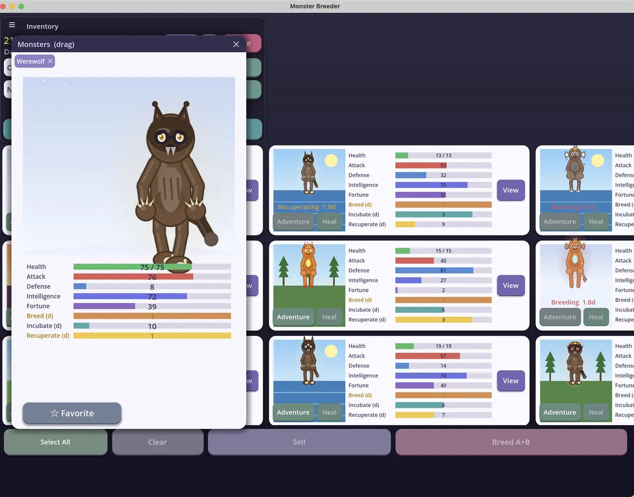 Monster Breeder — in-game combat