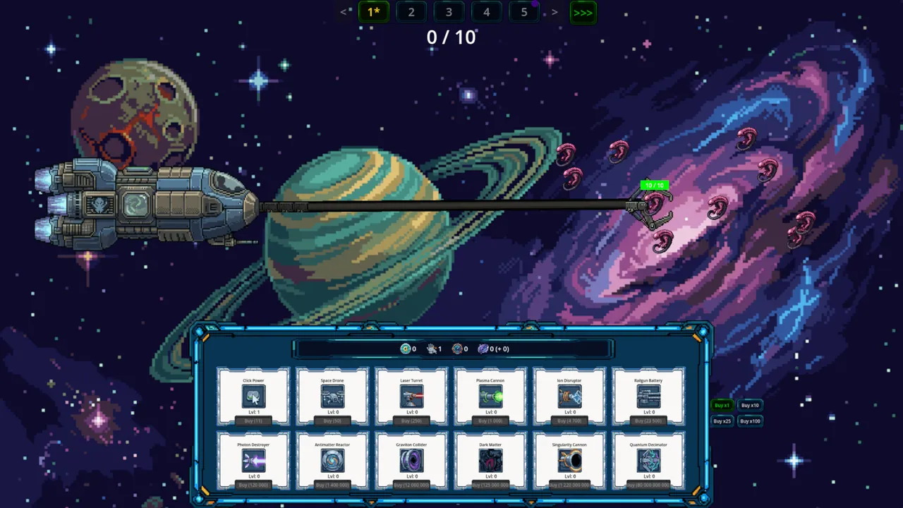Space Fetus Attack Idle Clicker — in-game combat