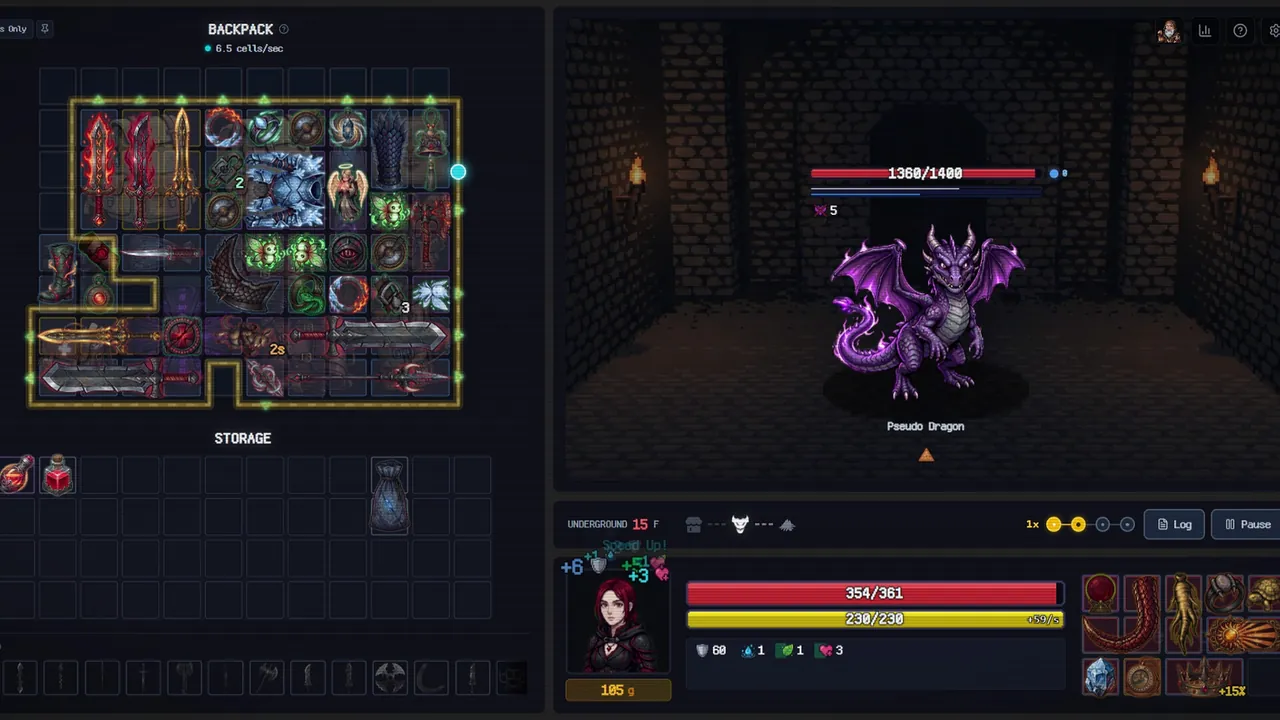 Backpack Dungeon — in-game combat
