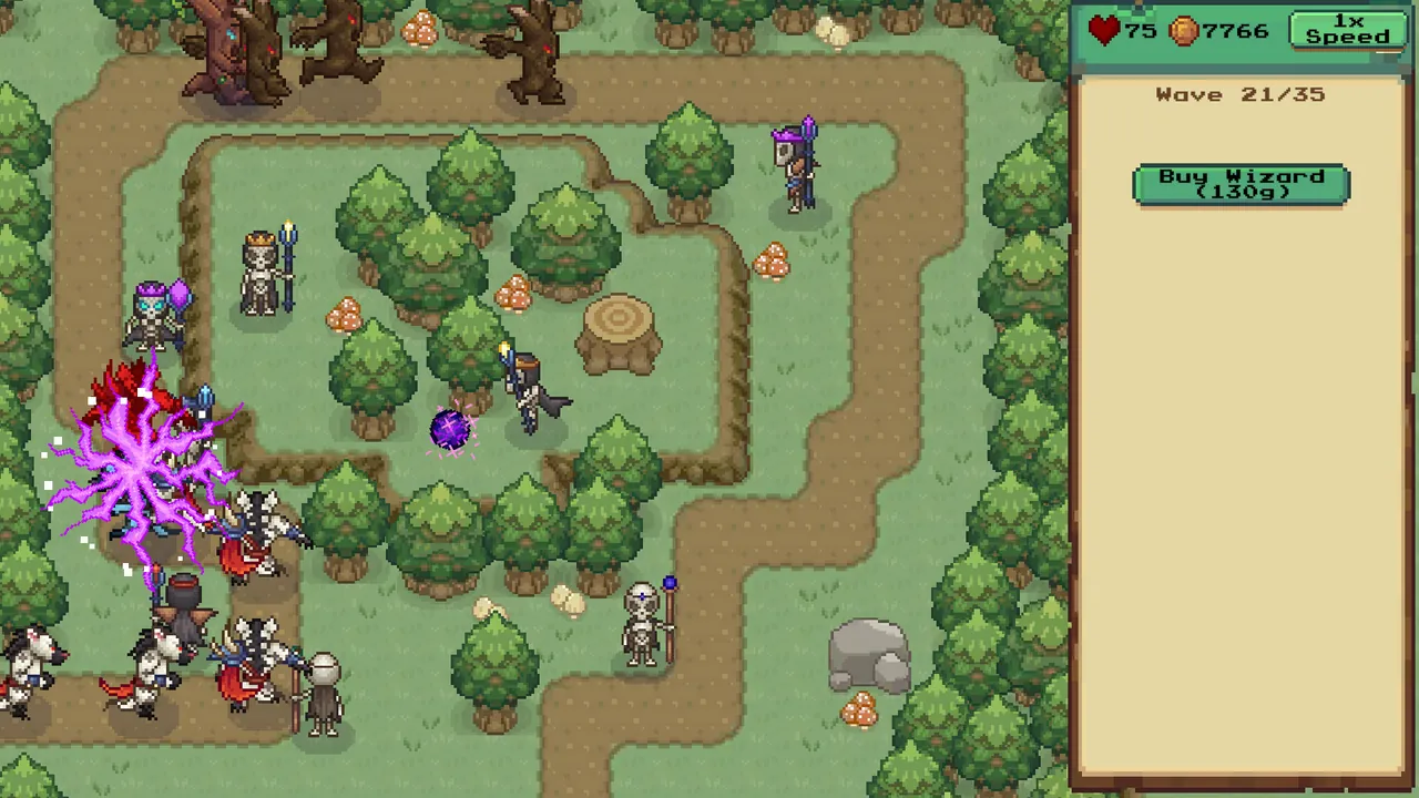 Skelemancer TD — in-game combat