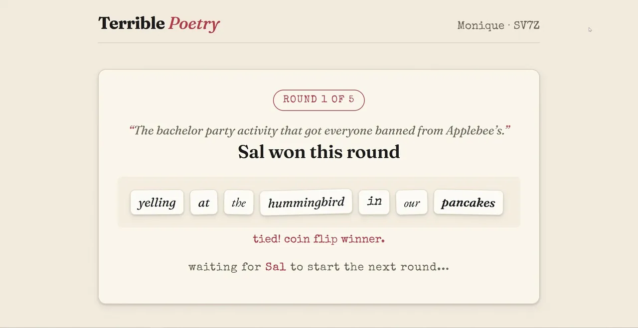 Terrible Poetry — gameplay showcase